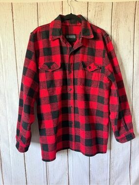 Dakota Heavyweight Flannel Shirt Red Black Buffalo Check Plaid Size Large Vented